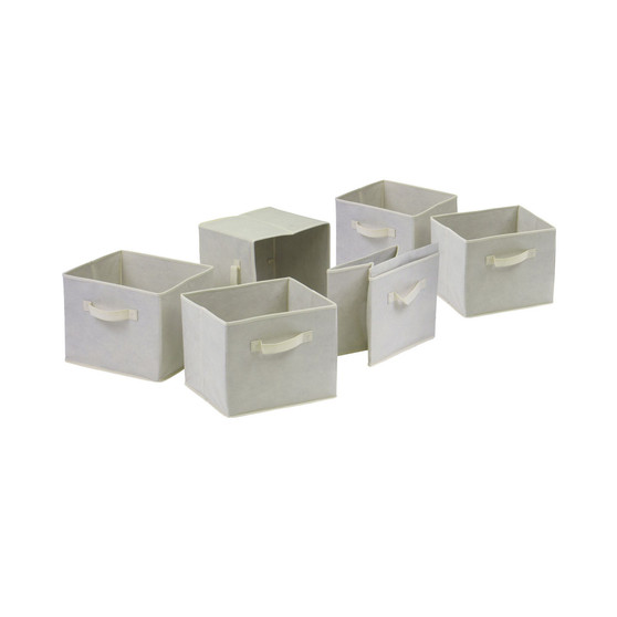 Capri Set of 6 Foldable Beige Fabric Baskets