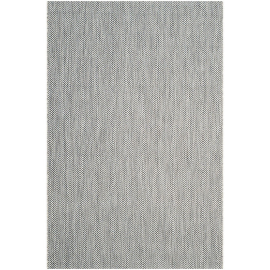 Courtyard Gray and Navy 5'3" x 5'3" Sisal Weave Square Outdoor Area Rug