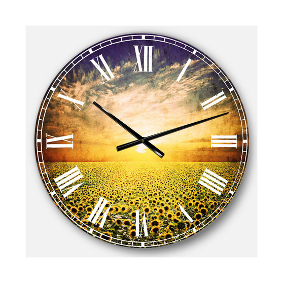Designart Oversized Floral Round Metal Wall Clock