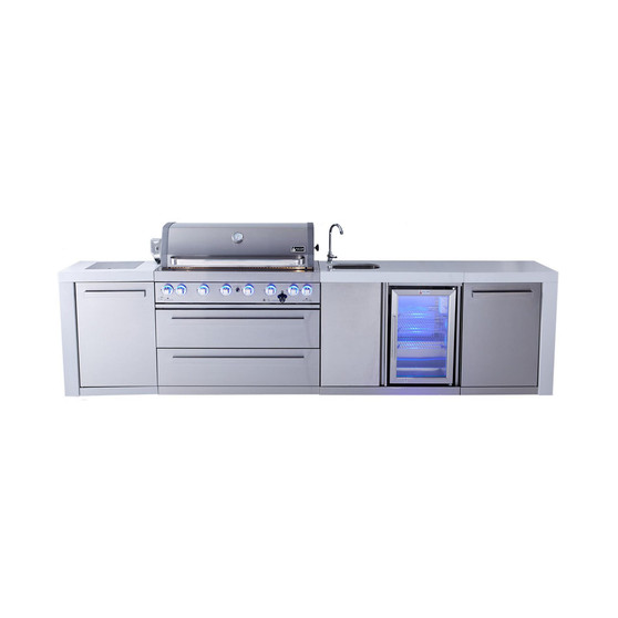 Outdoor Kitchen 805 Deluxe Island with Grill, Sink, and Fridge
