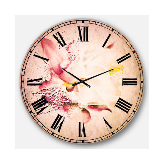 Floral Oversized Round Metal Wall Clock - 36 x 36