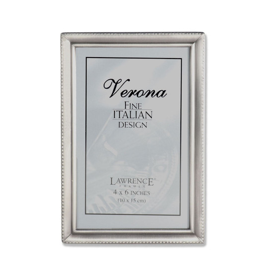 Antique Pewter Picture Frame - Bead Border Design - 4" x 6"