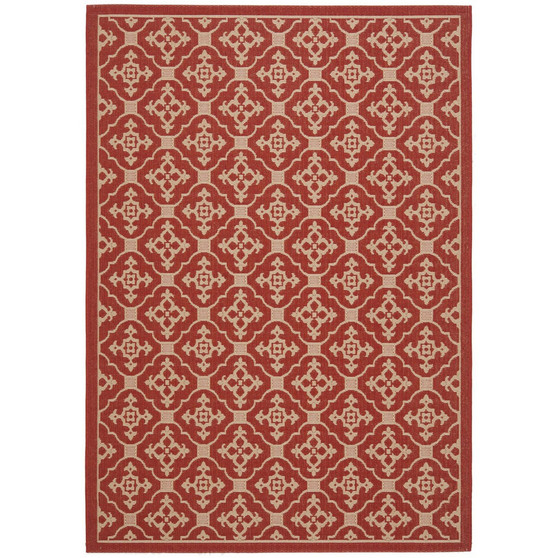 Courtyard Red and Creme 2'7" x 5' Outdoor Area Rug