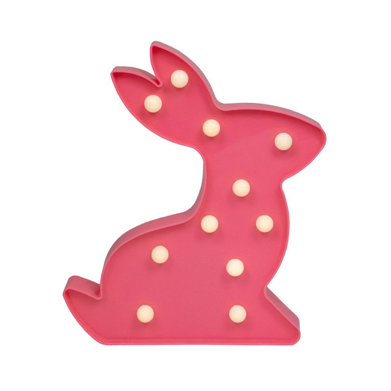 LED Lighted Pink Easter Bunny Marquee Wall Sign, 9.5"