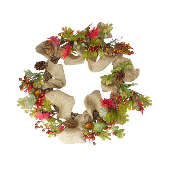 Berry and Pine Cones Artificial Thanksgiving Wreath Unlit, 18"