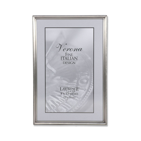 Antique Pewter Picture Frame - Bead Border Design - 8" x 12"