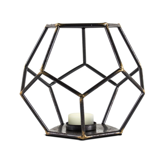 American Art Decor Geometric Tealight Candle Holder Hexagonal Table Top Sculpture