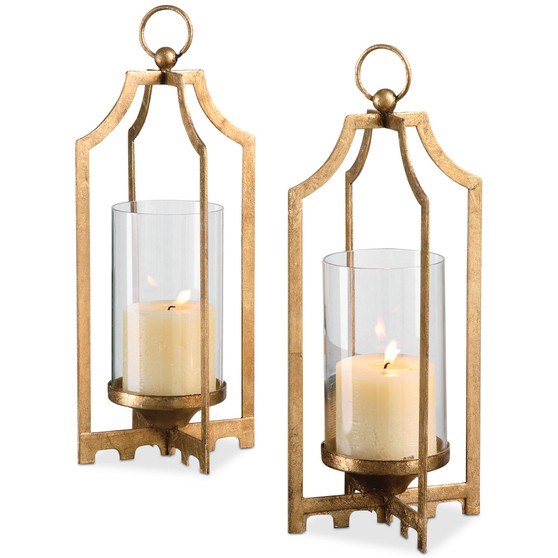 Lucy Gold Candleholders, Set of 2