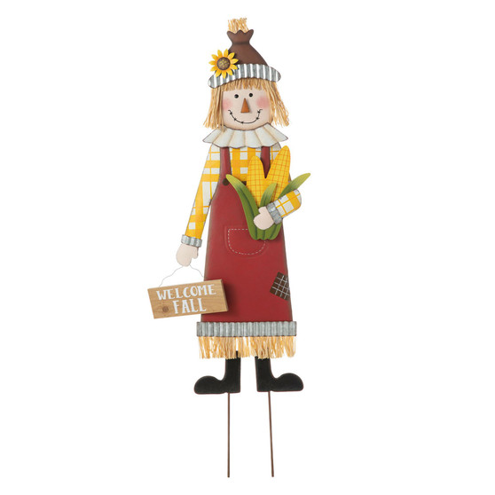 Metal Scarecrow Yard Stake Standing Hanging Sign, 37.25"