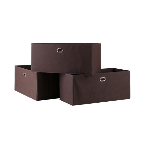 Torino 3-Pc Set Folding Fabric Baskets Chocolate