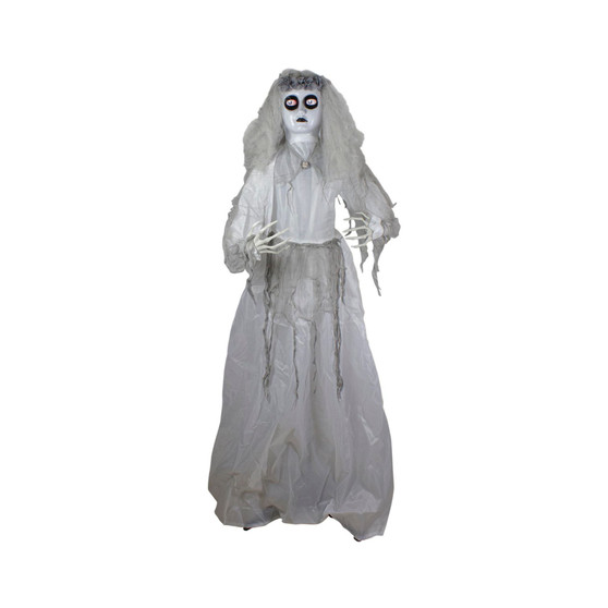 Lighted and Animated Ghost Bride Halloween Decoration, 6'