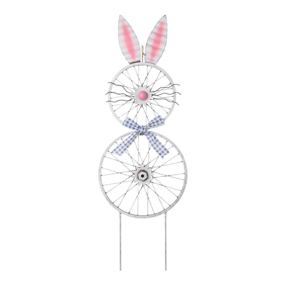 Metal Easter Wheel Bunny Yard Stake or Wall Decor, 38"