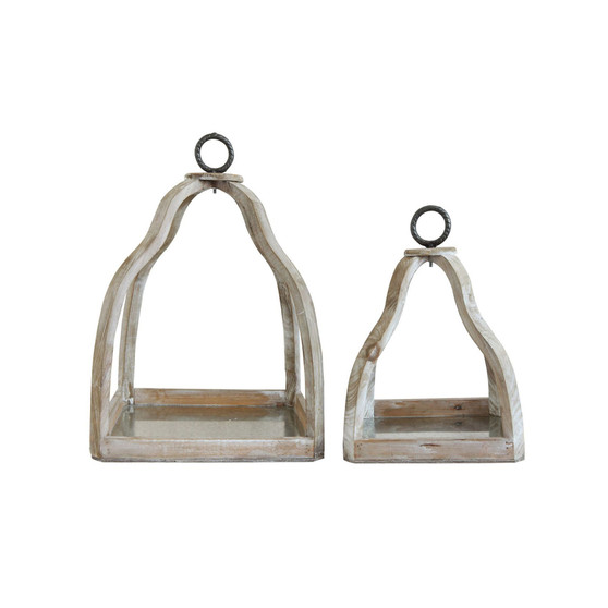 Wood Metal Tray Decoration Set of 2 Sizes