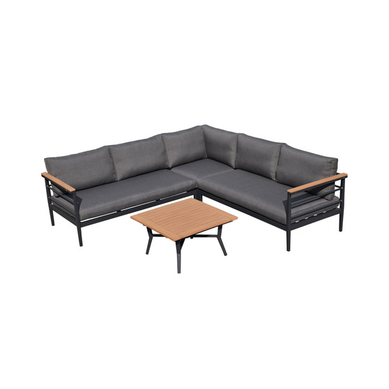 4 Piece Outdoor Aluminum Sectional Sofa Set with Cushions