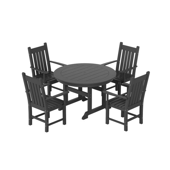 5 Piece Outdoor Patio Dining Set Outdoor Round Table and Armchair Set