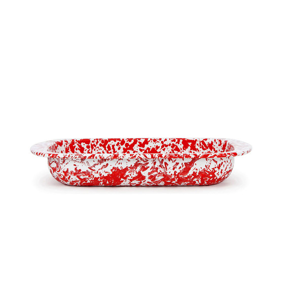 Red Swirl Enamelware Collection 3 Quart Baking Pan