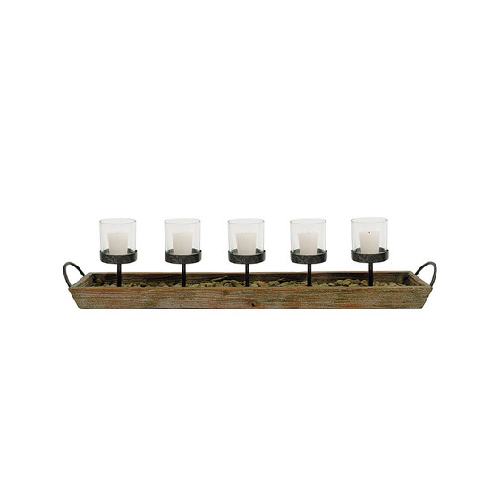 Wood and Metal Votive Candleholder