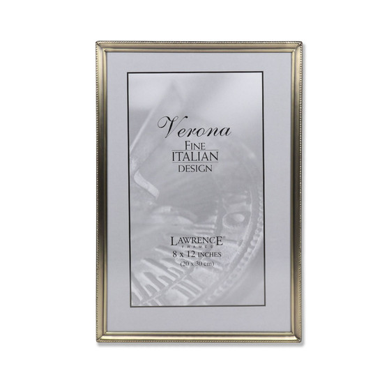 Antique Brass Picture Frame - Bead Border Design - 8" x 12"