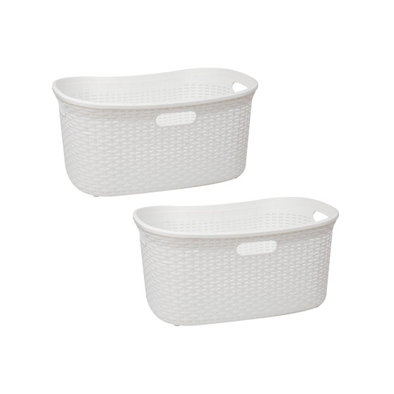Basket Collection Laundry Basket, Cut Out Handles, Ventilated, Set of 2