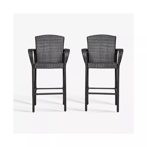 Outdoor Wicker Bar Stools Set of 2