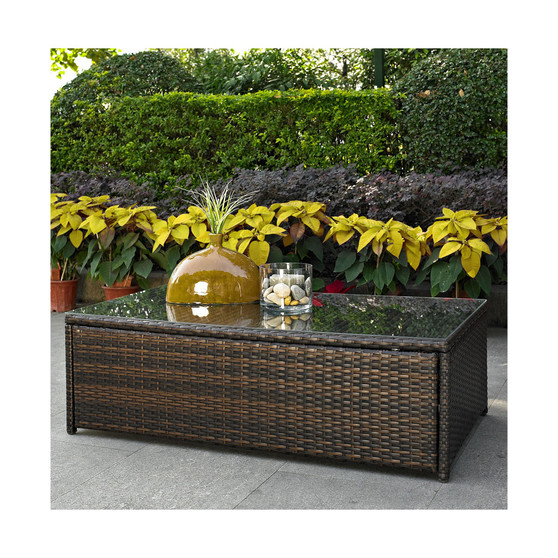 Palm Harbor Outdoor Wicker Glass Top Table