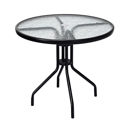 32''Outdoor Patio Round Table Tempered Glass Top