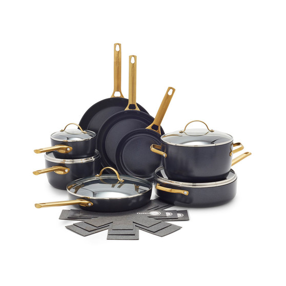 Reserve Black Healthy Ceramic Nonstick 16-Piece Cookware Set