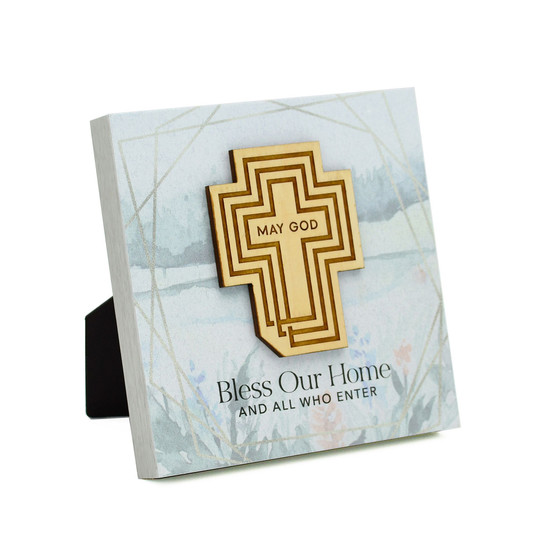May God Bless Our Home Meadow Wood Plaque, 6" x 6"