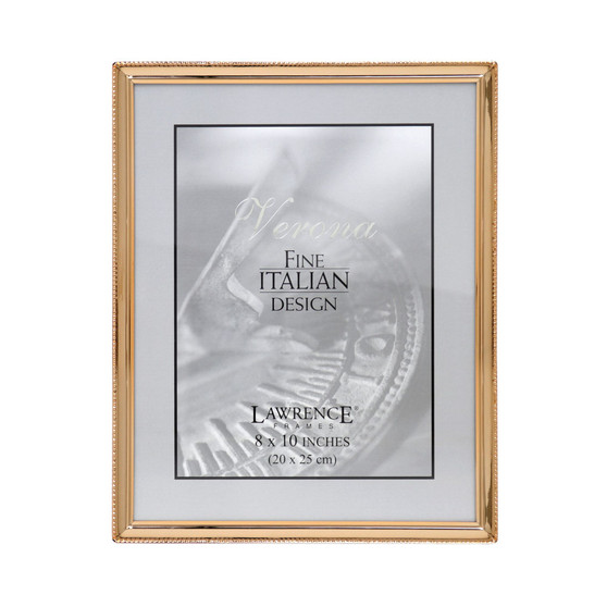 Polished Metal Picture Frame - Bead Border Design, 8" x 10"