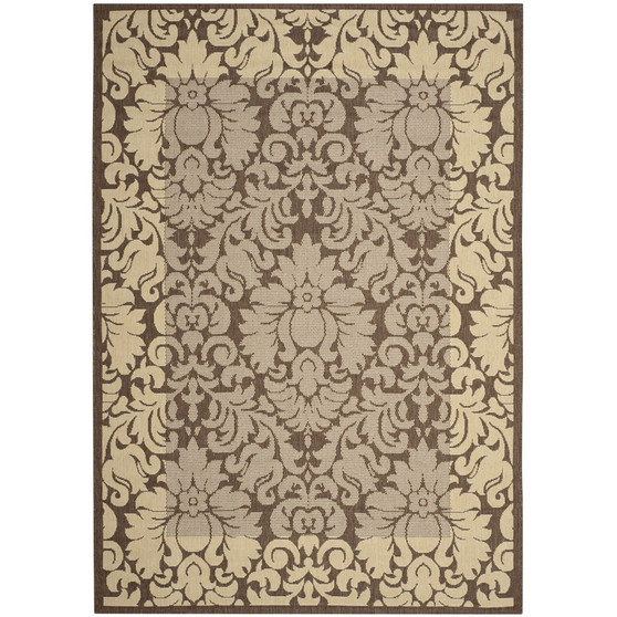 Courtyard Chocolate and Natural 6'7" x 6'7" Square Outdoor Area Rug