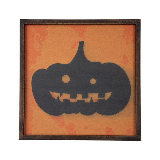 Black Jack-O-Lantern Silhouette Halloween Wall Hanging, 15.75"