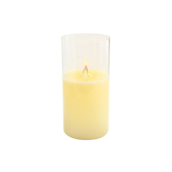 Lumabase 8" Battery Operated Realistic Flame LED Wax Candle in Glass Holder
