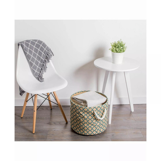 12" Lattice Print Burlap Bin