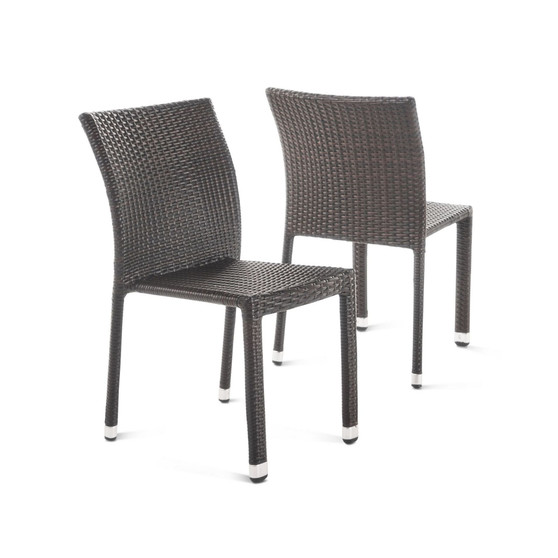 Dover Outdoor Armless Stack Chairs with Frame, Set of 2