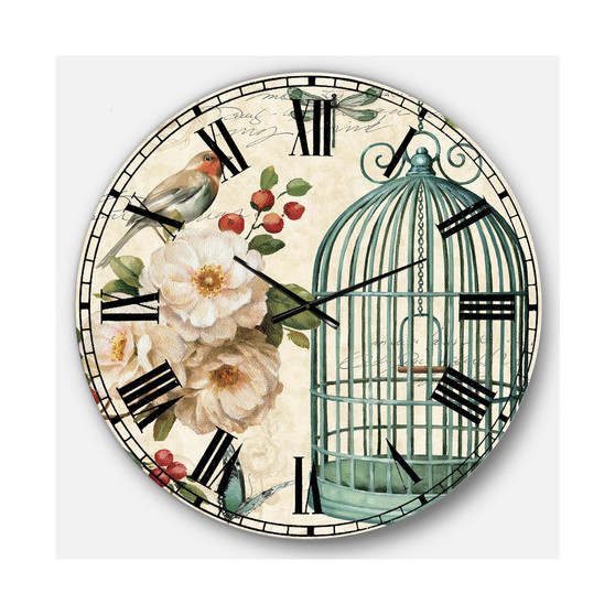 Floral and botanical Oversized Metal Wall Clock - 36 x 36