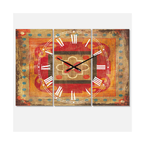 Designart Bohemian and Eclectic 3 Panels Metal Wall Clock