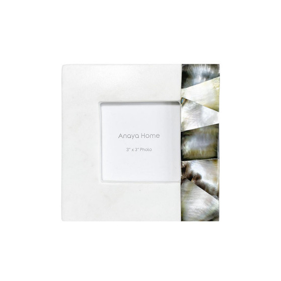 Grey Mother of Pearl White Marble Picture Frame 3x3