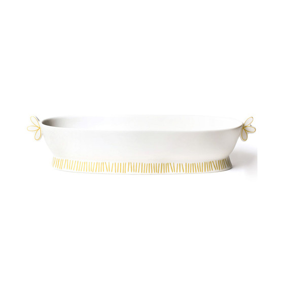 by Laura Johnson Deco Gold Scallop Oval Handled Bowl