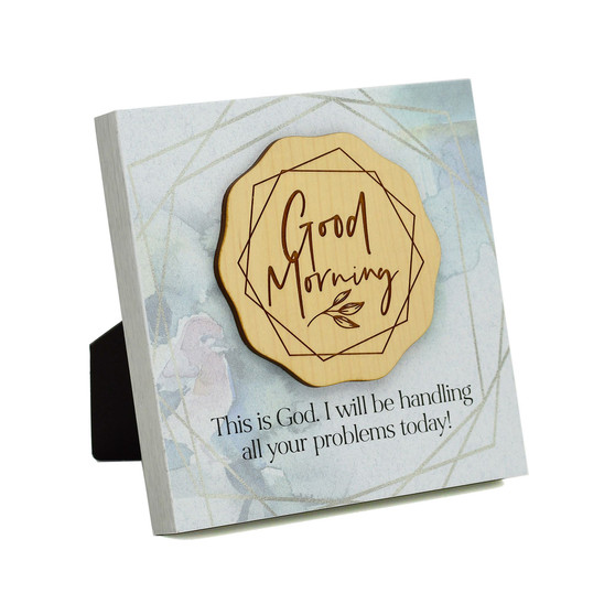 Good Morning Meadow Wood Plaque, 6" x 6"
