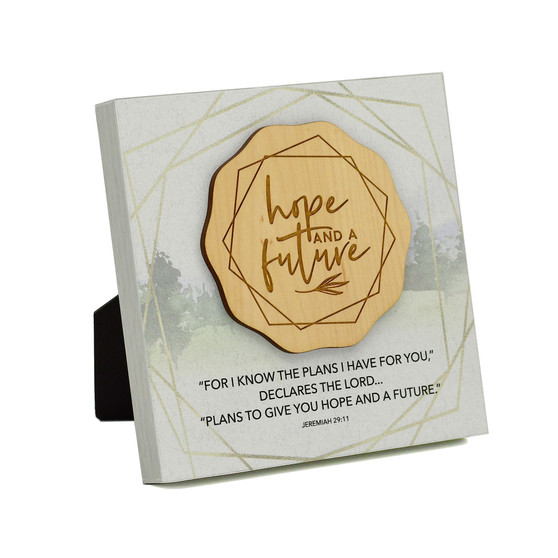Hope and a Future Meadow Wood Plaque, 6" x 6"