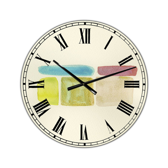 Cubist Color Composition II Oversized Mid-Century Wall Clock - 36" x 28" x 1"