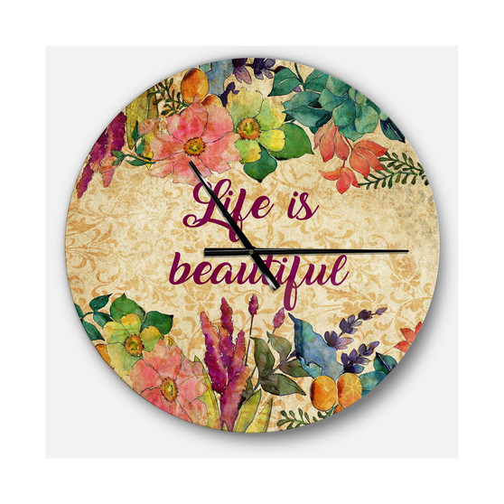 Designart Oversized Quote Round Metal Wall Clock