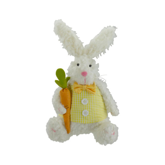 Plush Sitting Easter Bunny Rabbit Holding a Carrot Spring Figure,14"