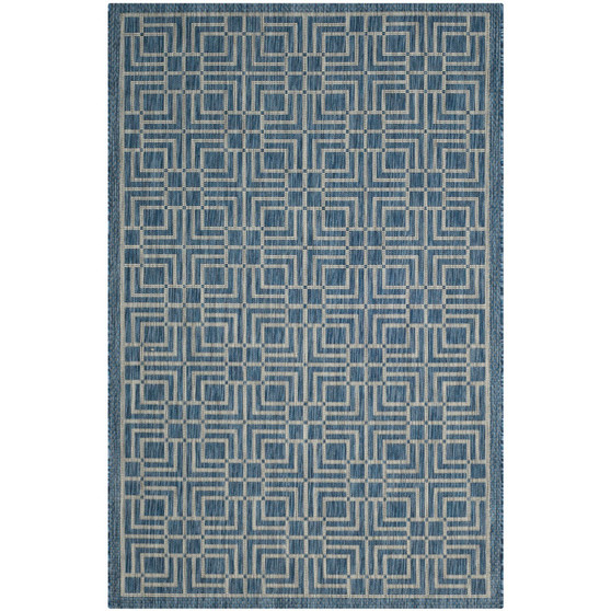 Courtyard Navy and Gray 5'3" x 7'7" Outdoor Area Rug
