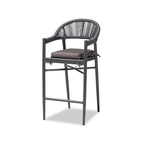 Wendell Modern and Contemporary Rope and Metal Outdoor Bar Stool