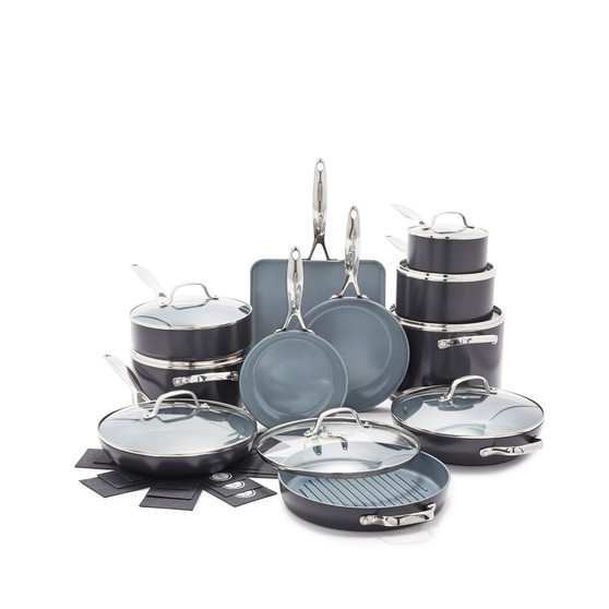 Valencia Pro Hard Anodized Ceramic Nonstick 22 Piece Cookware Pots and Pans Set