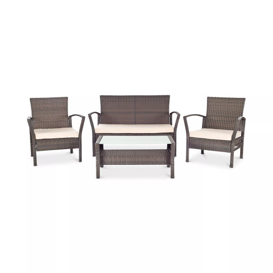 Calann Outdoor 4-Pc. Seating Set (1 Loveseat, 2 Chairs & 1 Coffee Table)