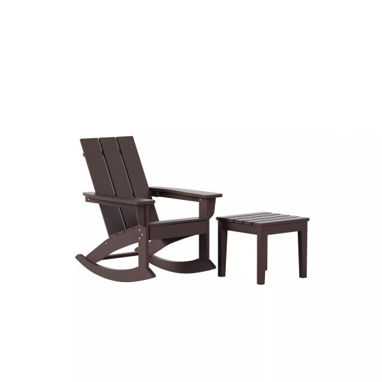 Modern Adirondack Outdoor Rocking Chair with Side Table Set