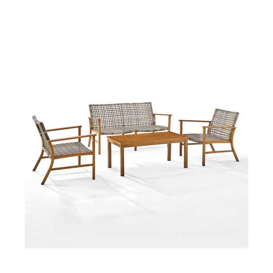 Ridley 4 Piece Outdoor Wicker and Metal Conversation Set
