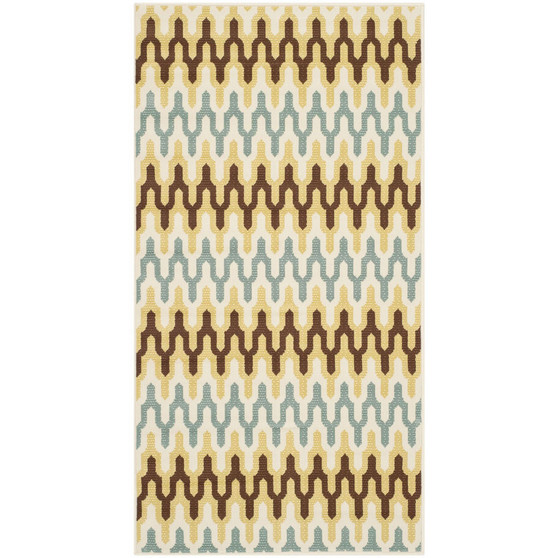 Hampton Green and Light Blue 2'7" x 5' Outdoor Area Rug